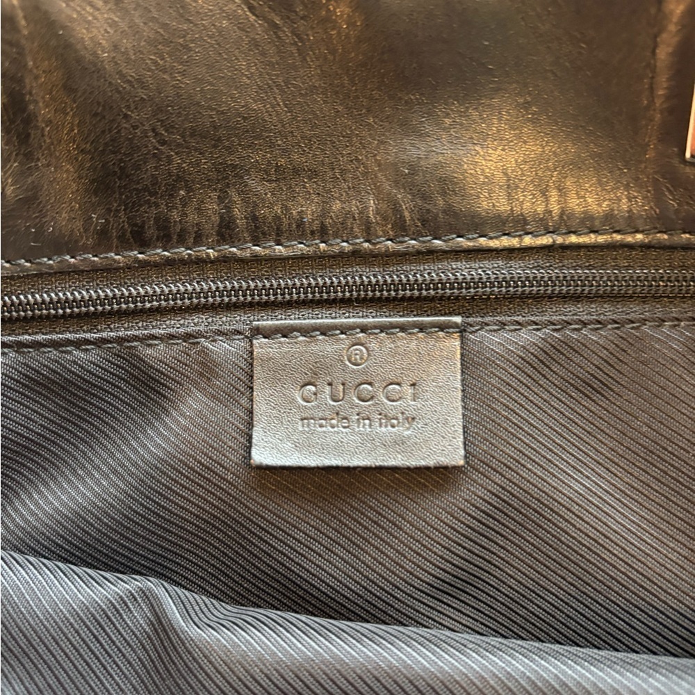 Gucci Black GG Canvas Tote with Silver -Tone Details 007 - Picture 9 of 12